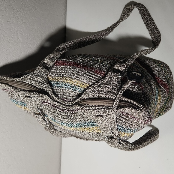 The Sak womens shoulder bag crochet neutral gray stripes - Picture 9 of 17